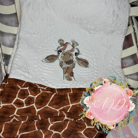 Jeffery Giraffe Crib Heirloom Quilt-Quilt-Auntie J's Designs