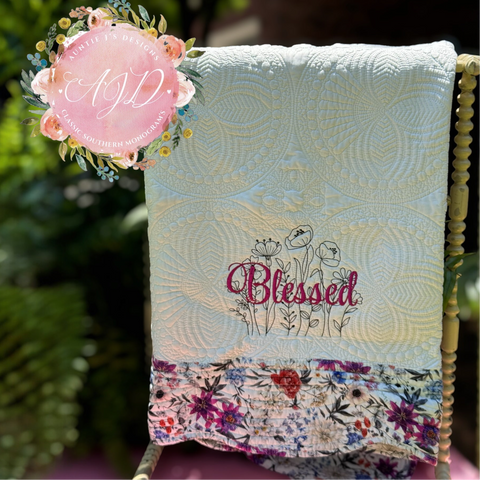 Blessed Floral Heirloom Lap Quilt-Quilt-Auntie J's Designs