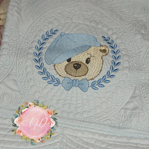 Baby Boy Bear Heirloom Crib Quilt-Crib Quilt-Auntie J's Designs
