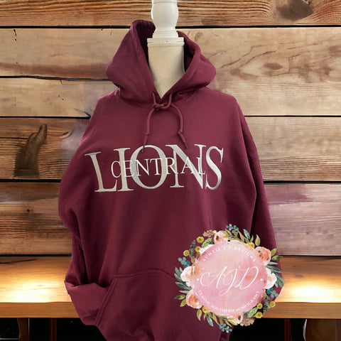 Central Lions Adult Hooded Sweatshirt-Sweatshirt-Auntie J's Designs