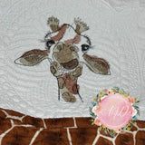 Jeffery Giraffe Crib Heirloom Quilt-Quilt-Auntie J's Designs