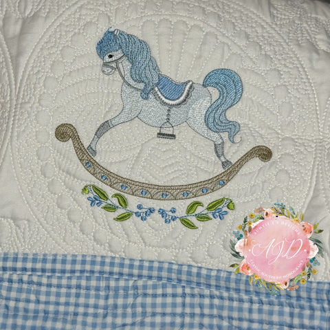 Rocking Horse Heirloom Crib Quilt-Quilt-Auntie J's Designs